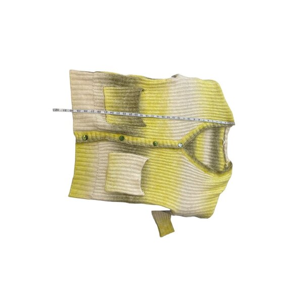 For Love & Lemons Celeste Cardigan Yellow Ombre Chunky Knit Oversized Fit Pocket - Picture 10 of 10